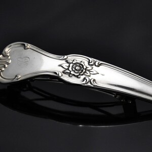 Antique Silverware Barrette Hair Clip Vintage Reclaimed Silverware Jewelry Recycled Art B monogram