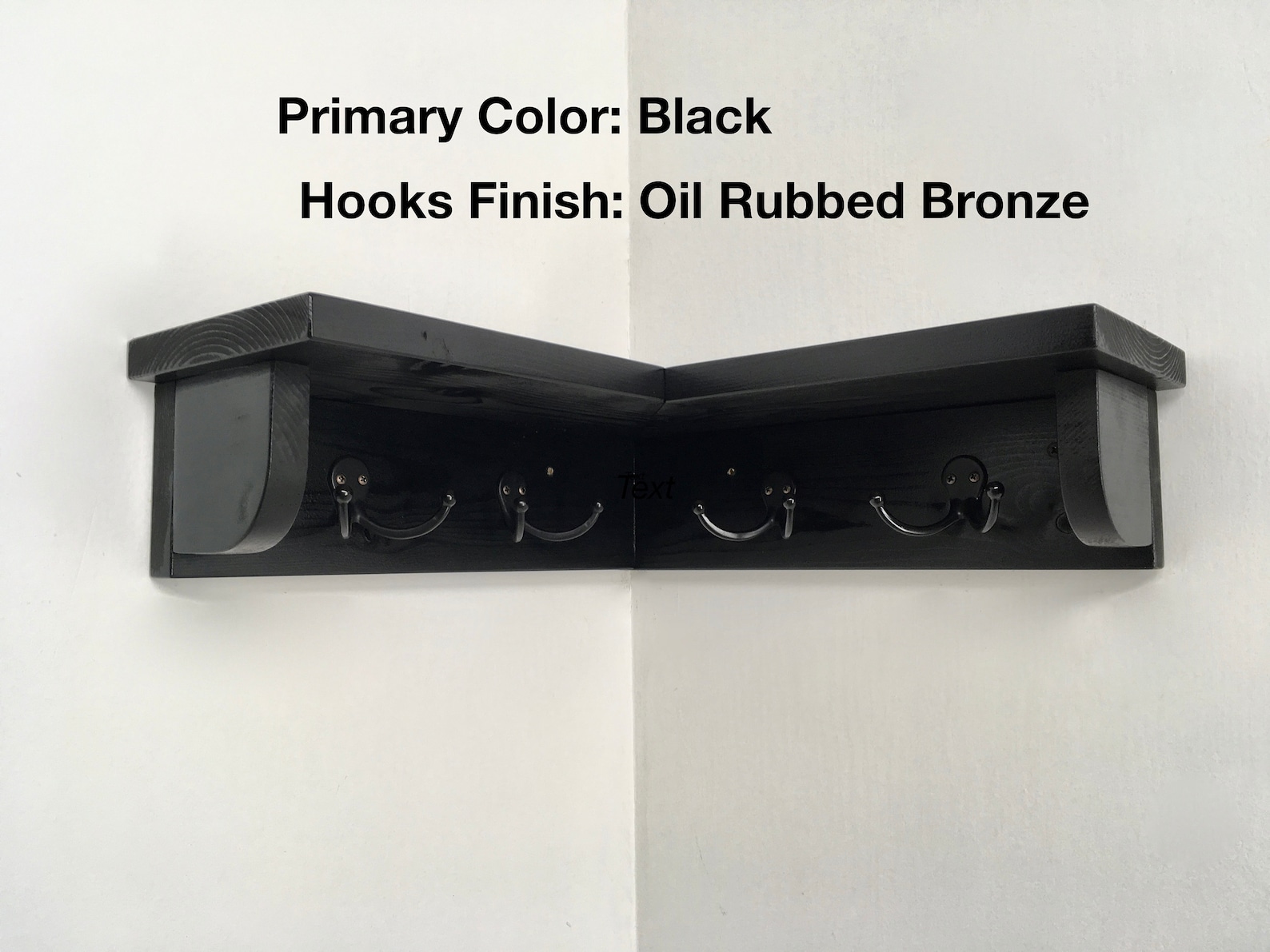 Corner Shelf With 2 Double Garment Hooks Rack in Any Color Finish Wall ...