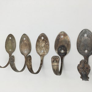 4 Silver Spoon Hooks
