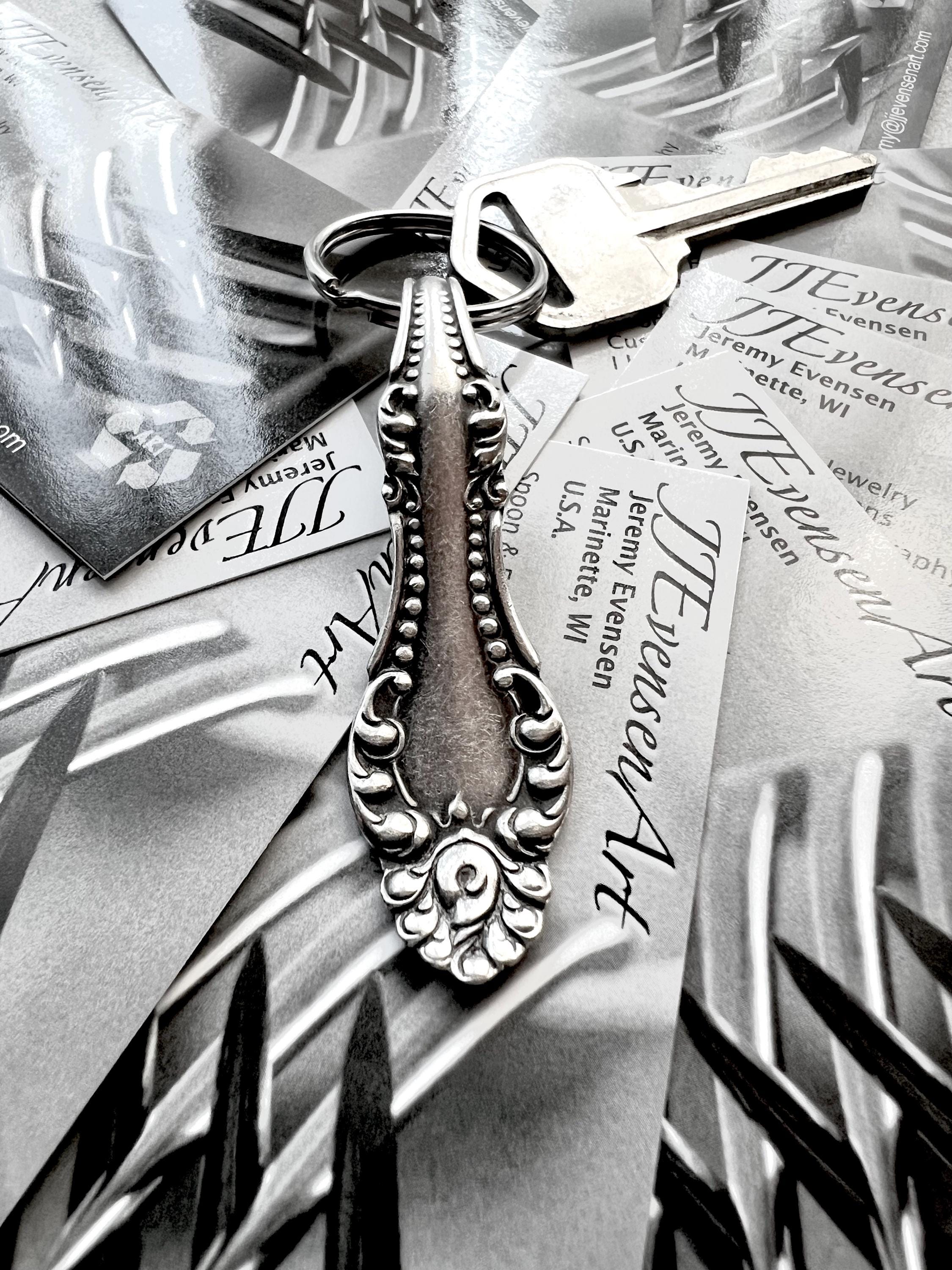 Silver Spoon Keychain Key Fob Vintage Reclaimed Silverware Ornate ...