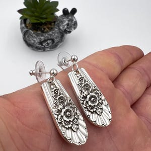 Gorgeous Spoon Earrings, Upcycled Vintage Silverware Jewelry, Pattern Jubilee 1953