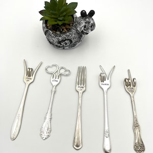 Personalized Fork Magnet peace, rock on, love, fork it, fork you, you pick silverware fridge art