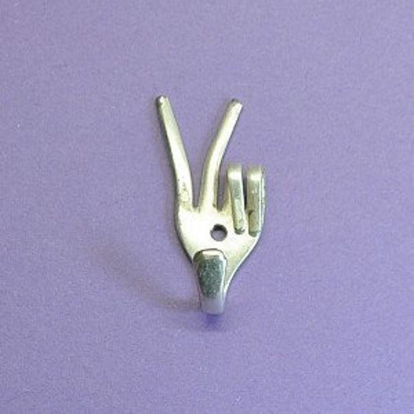 PEACE Fork Hook small used for keys, pet leashes, belts, jewelry Vintage Reclaimed Silverware