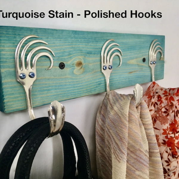 Funky Wave Forks Coat Rack Recycled Silverware Wall Hanging Art Storage