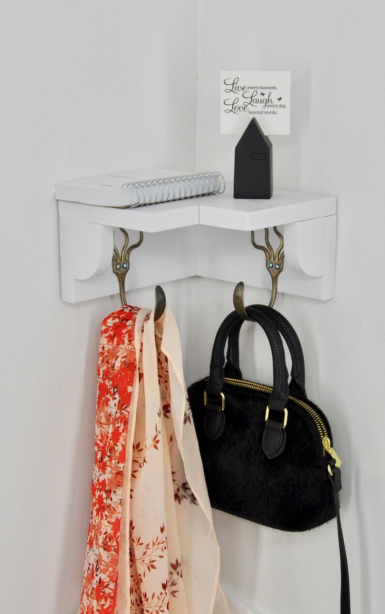 2 Funky Fork Hooks Coat Rack With Corner Shelf Recycled Etsy