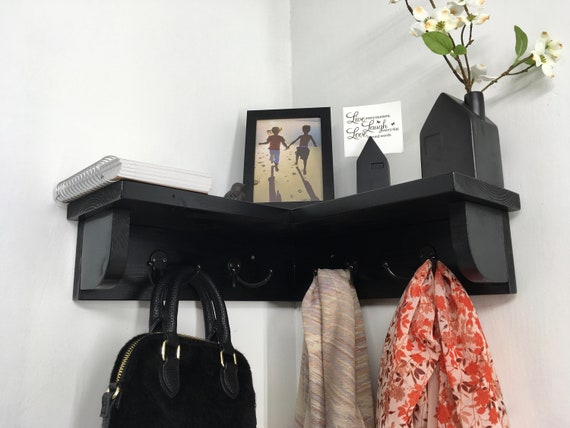 Corner coat hooks with shelf sale