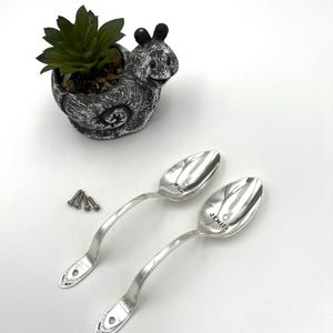 Spoon Door Pull Custom Letter Word Stamped Tablespoon Vintage Reclaimed Silverware