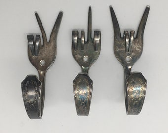 Peace x Fork You x Rock On Special Collector set 3 Silverware Coat Hooks Vintage Reclaimed Silverware