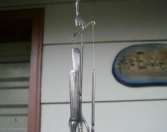 Curly Forks Wacky Wind Chime Silver Plated Vintage Reclaimed Silverware