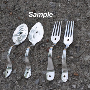 Silverware Door Pull Set made from a Table Spoon and a Dinner Fork