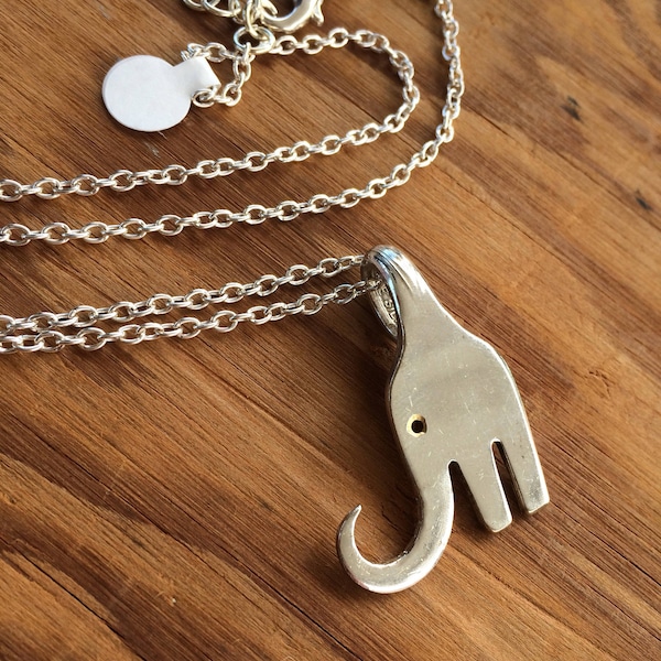 Elephant Fork Necklace Pendant Vintage Reclaimed Silverware Jewelry