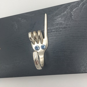 Love Fork Hook for Keys Jewelry Aprons Pet Leashes ASL Wall Hanging Mounted Silver Flatware Silverware Art