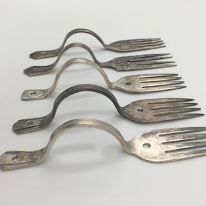 Salad Fork Cabinet Pull dresser kitchen drawers Vintage Reclaimed Silverware