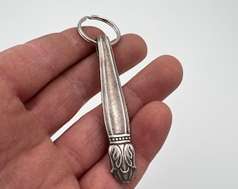 Zilveren lepel sleutelhanger sleutelhanger Vintage teruggewonnen zilverwerk Deense prinses patroon