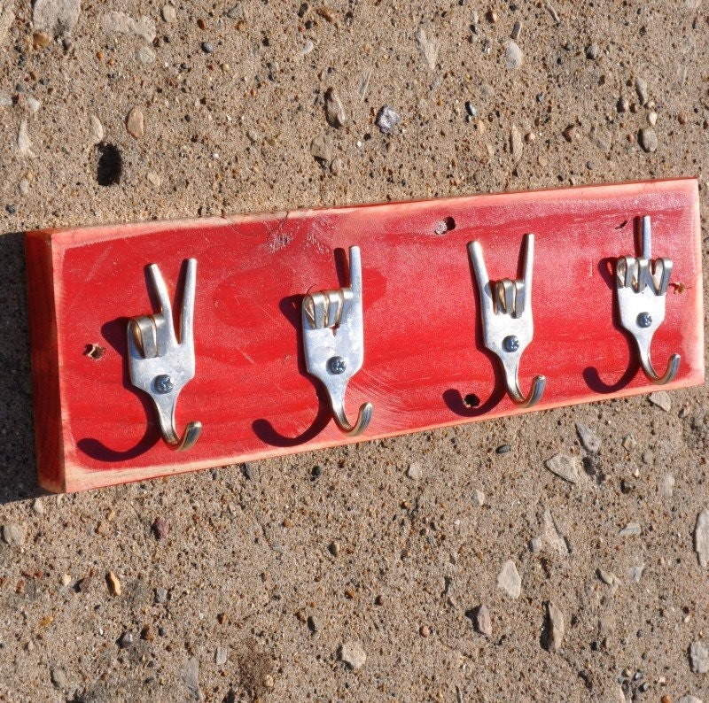 Peace X Love X Rock on X Fork U Key Rack 12 Inches Long Recycled ...