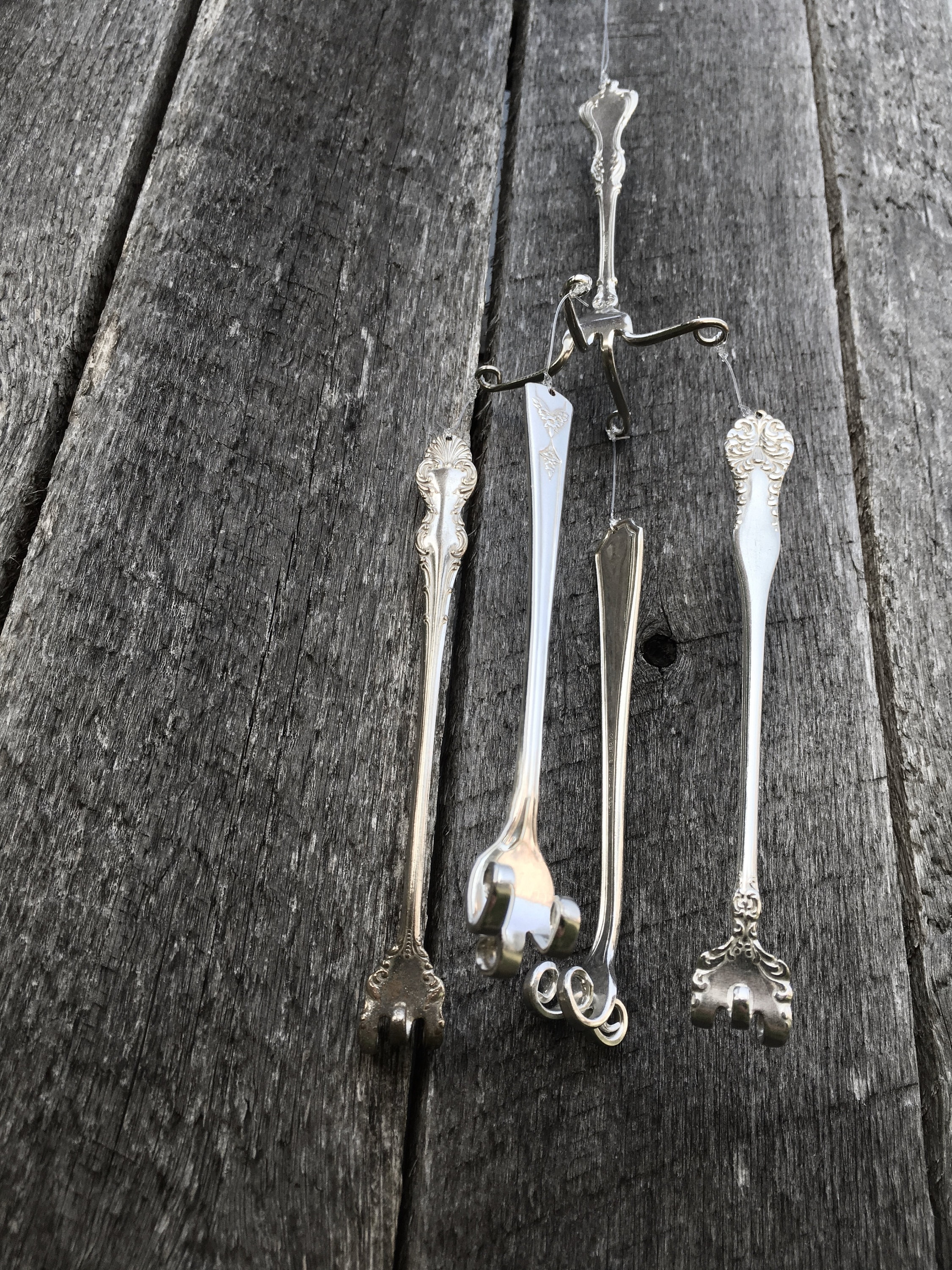 Mini Cocktail Curled Forks Adorable Wind Chime Handmade with Silver Plated Vintage Reclaimed Silverware