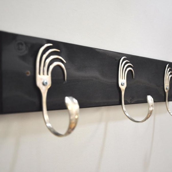 Funky Wave Forks Coat Rack Recycled Silverware Wall Hanging Art Storage 16 Inches