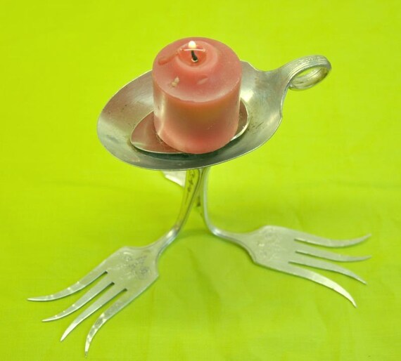 Items similar to Silverware Candle Holder on Etsy