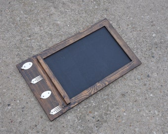 Chalkboard with Mini Silverware Keys Hooks Recycled Wood Vintage Silverware