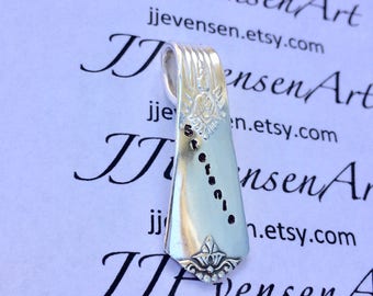 Personalized Spoon End Pendant Vintage Reclaimed Silverware Jewelry