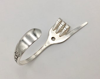Liefde vorkhaak ASL muurhanger gemonteerd zilveren bestek Zilverwerk kunst verzilverde hanger