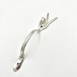 PEACE Fork Cabinet Pull Kitchen Drawers Vintage Reclaimed Silverware Hardware Handle Remodel Upcycled Flatware Silver Fixture DIY Polished
