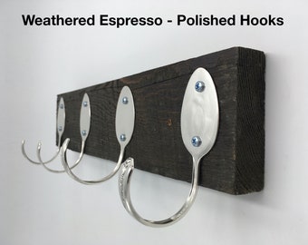 4 Vintage Spoons Coat Rack Recycled Vintage Reclaimed Silverware Wall Silverplate Hangers