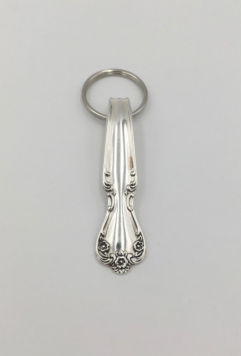 Silver Spoon Keychain Key Fob Vintage Reclaimed Silverware Elegant Lady 1952 Rogers Bros International Silver Co.
