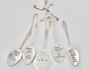 Personalized 5 Spoon Wind Chime Vintage Reclaimed Silverware