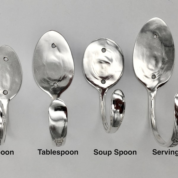 Spoon Coat Hooks Any Quantity Vintage Recycled Silverware Art Pick A Size Teaspoon Tablespoon Soup Spoon Serving Spoon