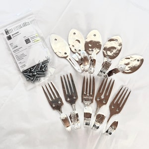 Wholesale LOT 5 Fork Hooks 5 Spoon Hooks Vintage Reclaimed Silverware