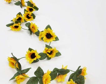 Guirnalda de girasoles de 240 cm para bodas, eventos, fiestas y decoración del hogar.