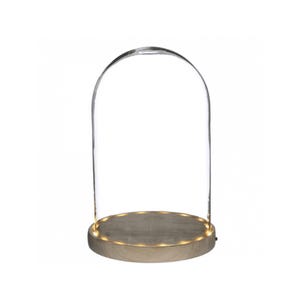 Campana de cristal de 25,5 cm con base LED para bodas, eventos y centros de mesa.