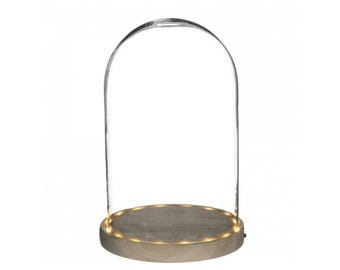 Cloche en verre de 25,5 cm avec base LED pour mariage, événement, maison, centres de table