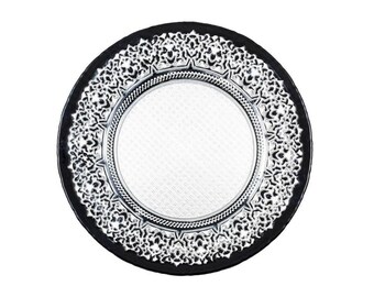 Plato base de cristal negro/plateado GP-0158 para bodas, eventos y decoración de mesas