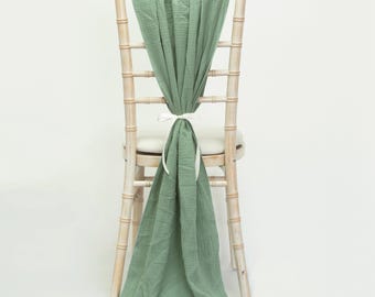 Cortinas de silla de gasa doble a medida para bodas, eventos y fiestas.