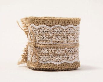 Rol jute kant 6 cm x 2 meter voor bruiloften, evenementen, cadeaus en feestjes