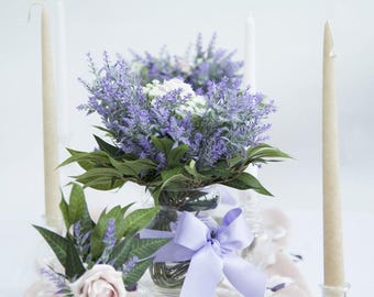 Beflockter Lavendelzweig lila oder weiß für Hochzeiten Veranstaltungen Tablescape Decor