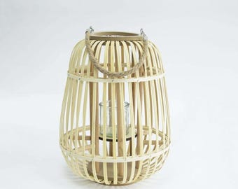 Windlicht Bambus Natur *laterne Rattan-sytle* Outdoor Laterne *windlicht  Mit Glaseinsatz* Geschenk - Etsy