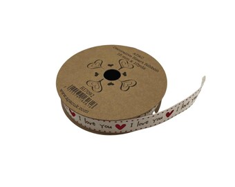 Cinta decorativa con forma de corazón "Te amo" de 15 mm x 10 yardas para bodas, eventos y aniversarios.