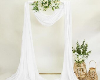 Tissu mousseline blanche sur mesure 9 m x 1,5 m, surjeté, pour décors de mariage et de fêtes