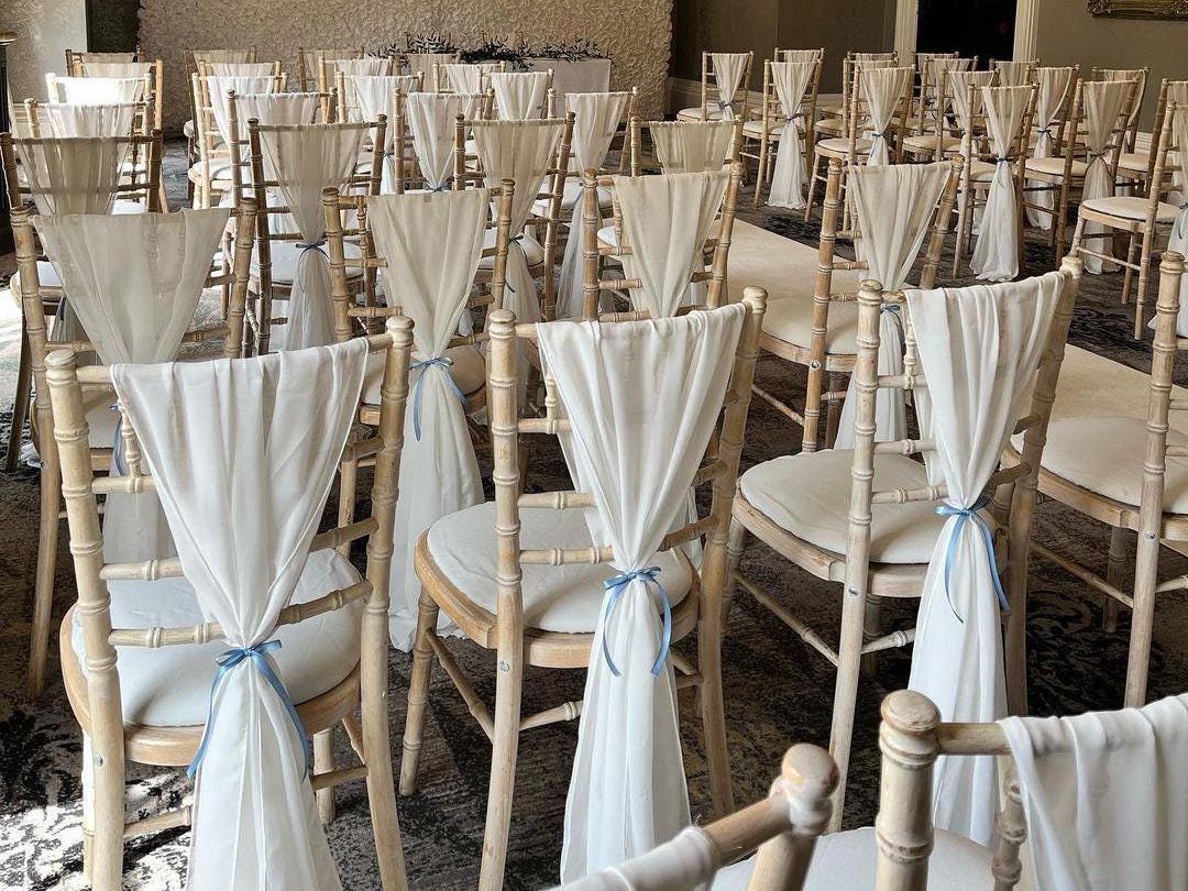 Chiffon Vertical Drapes for Weddings Parties Chair Decor Various Colours Available Event Venue Decor Chair Design