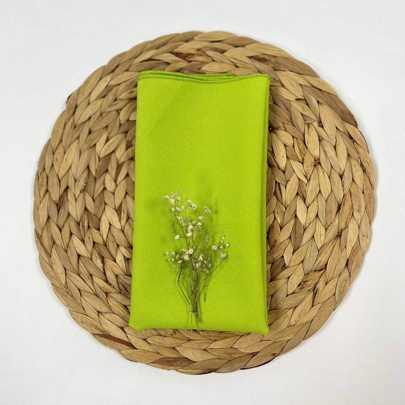 Bespoke Polyester Table Napkins Various Colours Available for Weddings Parties Events Christmas Pastel Decor Lime