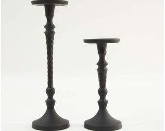 Stumpenkerzenhalter Schwarz 2er Set G-7239 für Hochzeiten Events Home Decor Herzstück