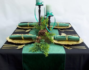 Bespoke Luxury Velour Table Runner Wedding and Christmas Tablescape Decor