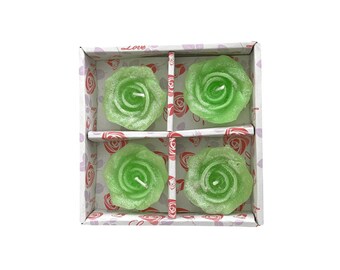Bougies flottantes à paillettes roses, lot de 4, n° 7 Citron vert, pour mariages, événements et cadeaux.
