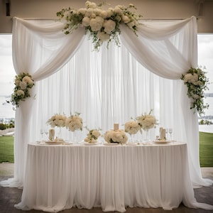 Bespoke White Chiffon Arch Curtain 3m x 4m for Weddings Parties Events Decor Design
