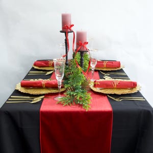 Bespoke Luxury Red Green or Gold Velour Table Runner Wedding and Christmas Tablescape Decor