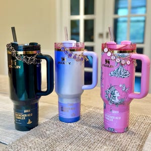 Wicked Tumbler Charm: Gemstone Gold Straw & Handle Bling