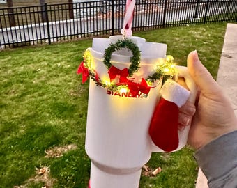 Light Up Christmas Garland in Many Varieties | Option to Add Bow Wreath Straw Charm